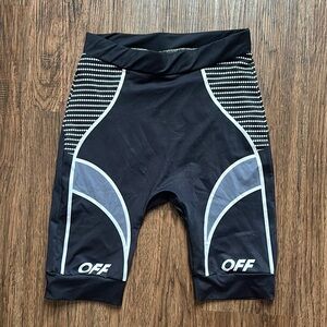 Black and White Off-White Cycling Shorts